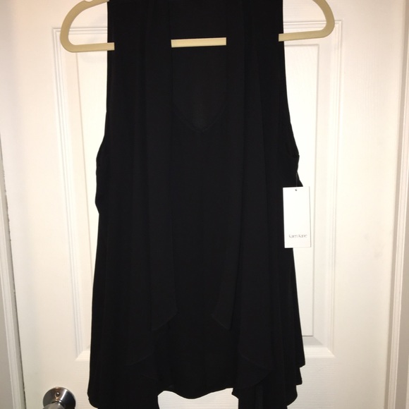 KAREN KANE NWT AUTHENTIC BLACK DRAPE FRONT SLEEVELESS BLOUSE - Picture 6 of 15